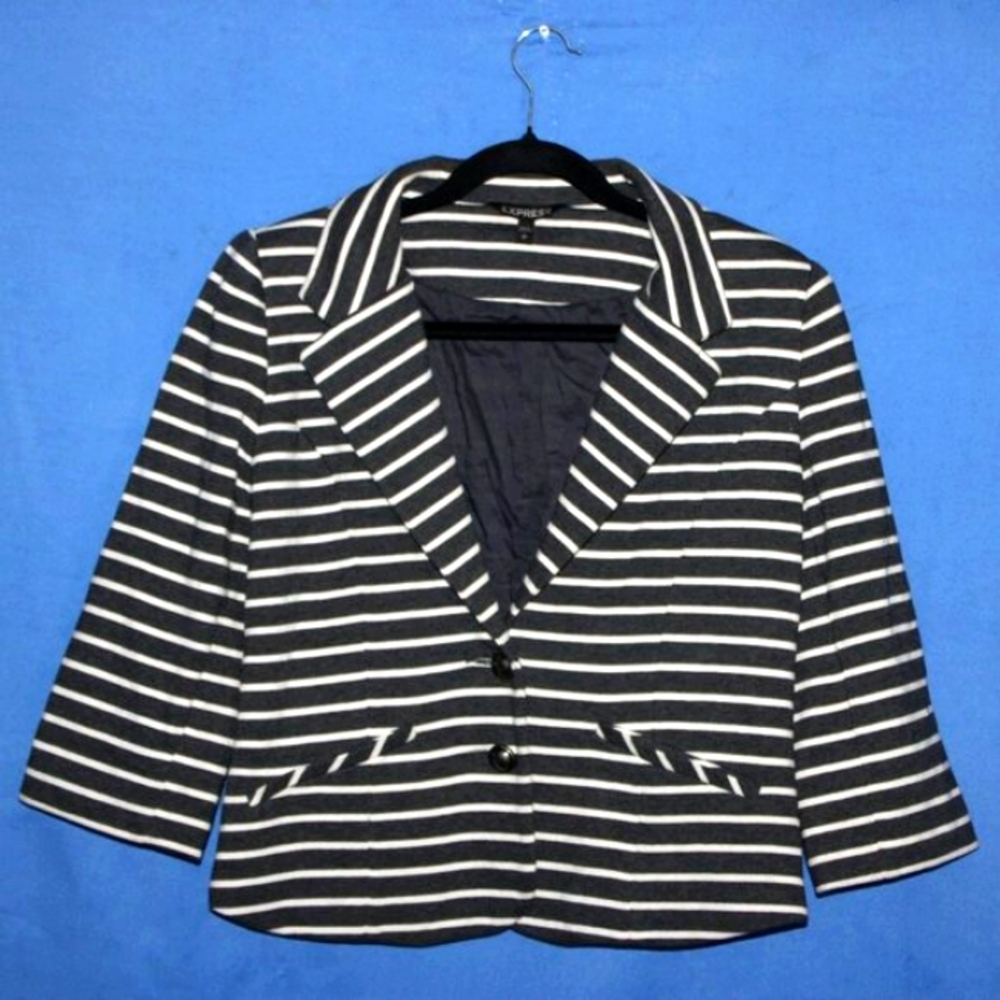 Express Black and White Striped Blazer